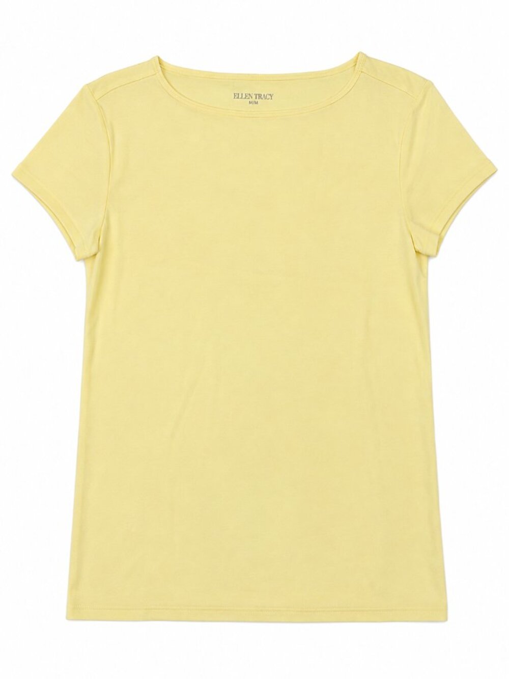 Ellen Tracy Women's T-Shirt M Yellow Stretch Cotton Short Sleeve Made in Canada